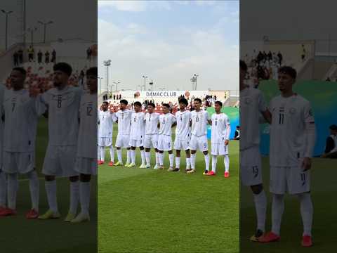 لاعبو المنتخب اليمني يرددون النشيد الوطني كأس الخليج U20 اليمن الكويت