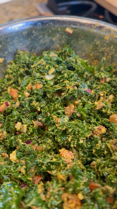 The Best Spicy Kale Salad Ever Made! #food #foodie #shorts