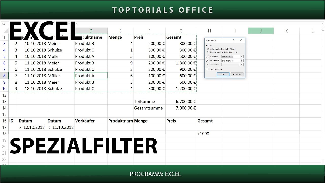  New Spezialfilter ganz einfach / Erweiterter Filter (Excel)