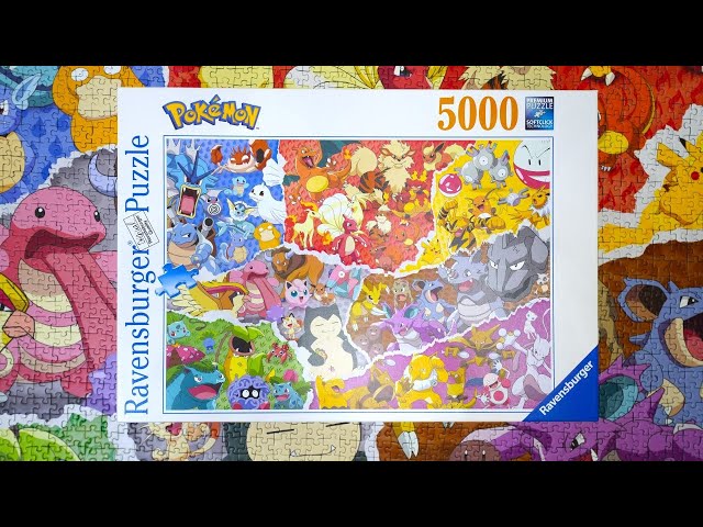 Ravensburger 5000 Pokemon Allstars - time-lapse and close-up shots of 5040- piece jigsaw puzzle [4K] 