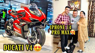 Finally Apni New Superbike Ducati V4 Aane Wali Hai 😍 Papa Ko Diya iPhone 14 Pro Max Surprise Gift❤️