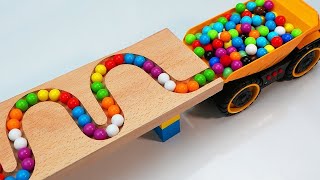 Marble Run ASMR Race ☆ HABA Slope & Dump Truck Excavator Ambulance Forklift Garbage Truck Tractors