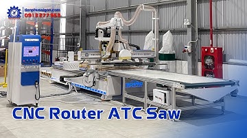 Máy CNC Router Thay Dao Tự Động + Cụm Cưa Xoay 180 Độ