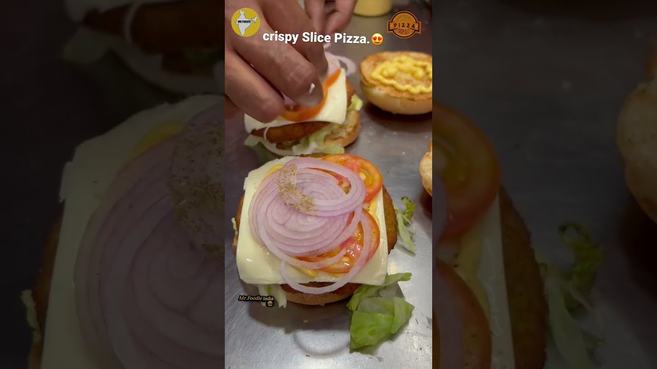Cheese Burger Fries Crispy Slice Pizza Indian Street Food Cheese Burger Fries Crispy Slice Pizza Indian Street Food