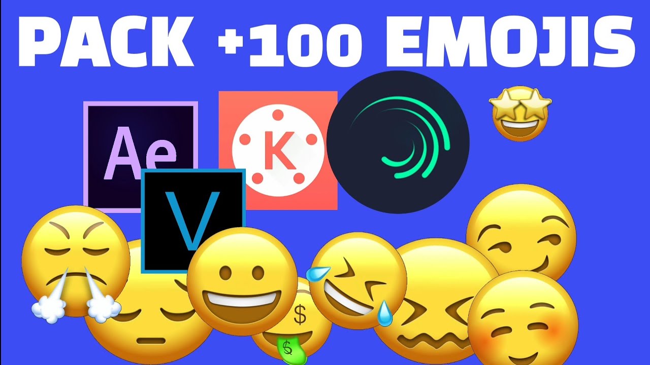 Pack de emojis animados para Edição de vídeo emoji overlays YouTube