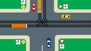 Класичне перехрестя нерівнозначних доріг (два трамвая, три автомобіля)