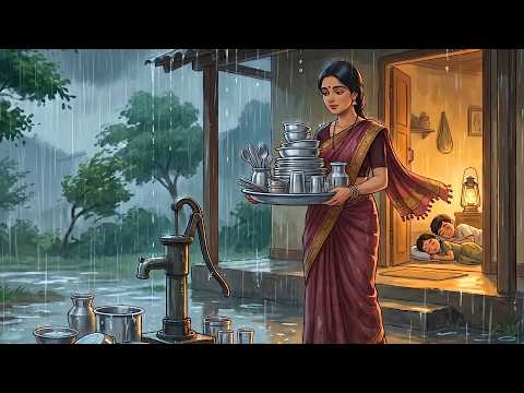 1990s Rainy Indian Village Life 🌧️ | Daily Routine of a Village Mother | Ghibli Style ASMR