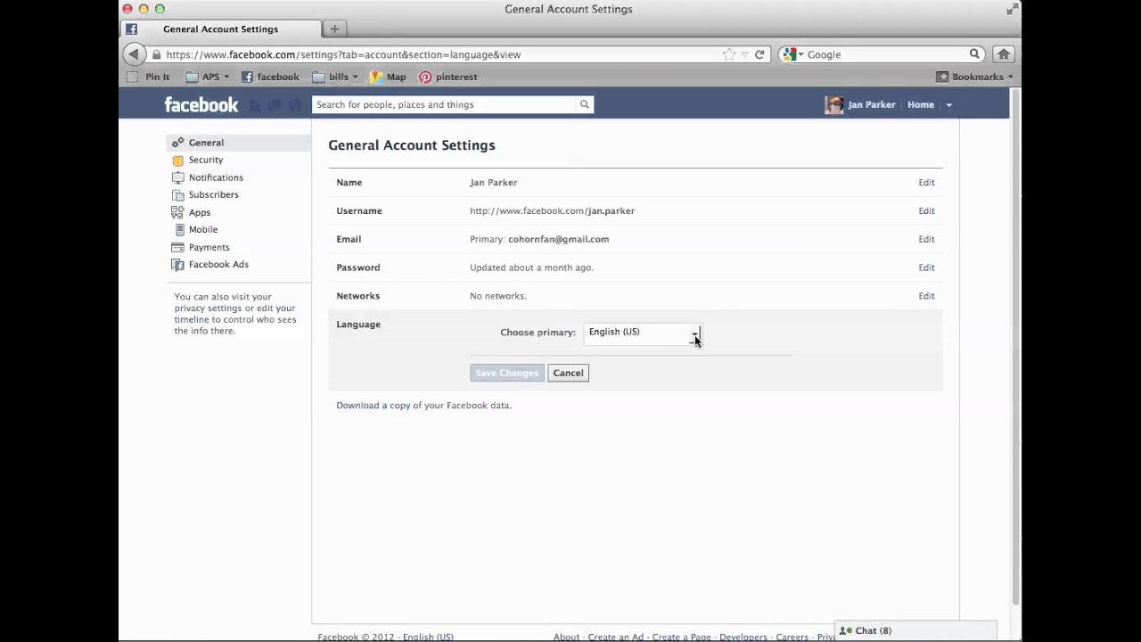 facebook language settings - YouTube