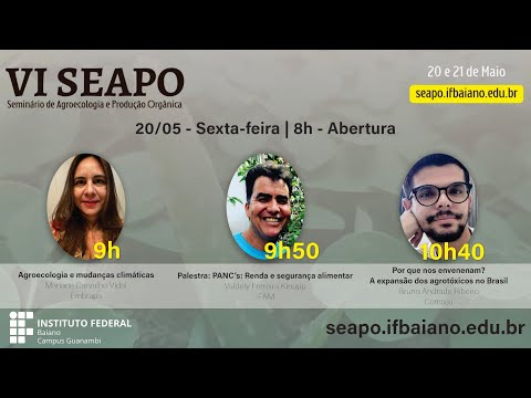 VI Seminário de Agroecologia e Produção Orgânica - Seapo - 2022 - IF Baiano Campus Guanambi