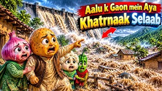 🥔 Aloo Ke Gaon Mein Aaya Khatarnaak Selaab | Aloo Abba Ne Bachaya Poora Gaon! 😱🌧️