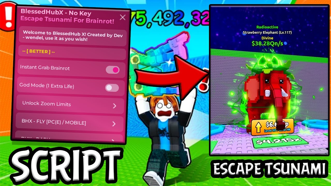 НОВЫЙ СКРИПТ НА ESCAPE TSUNAMO FOR BRAINROT! Телепорт в конец, дюп, бессмертие и многое другое! OP