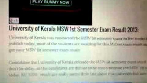 University of Kerala MSW 1st Semester Exam Result 2013