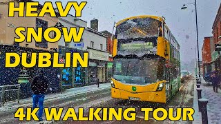 Heavy Snowfall in Dublin 4K Walking Tour Ireland 2024