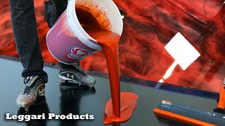 Amazing Deep Red & Black Metallic Epoxy Floor |Easy Puddle Technique That Anyone Can Do Using Roller