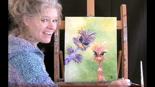 KID FRIENDLY!! Cookies and Canvas  Learn to Paint these Adorable Ostriches with acrylic paint