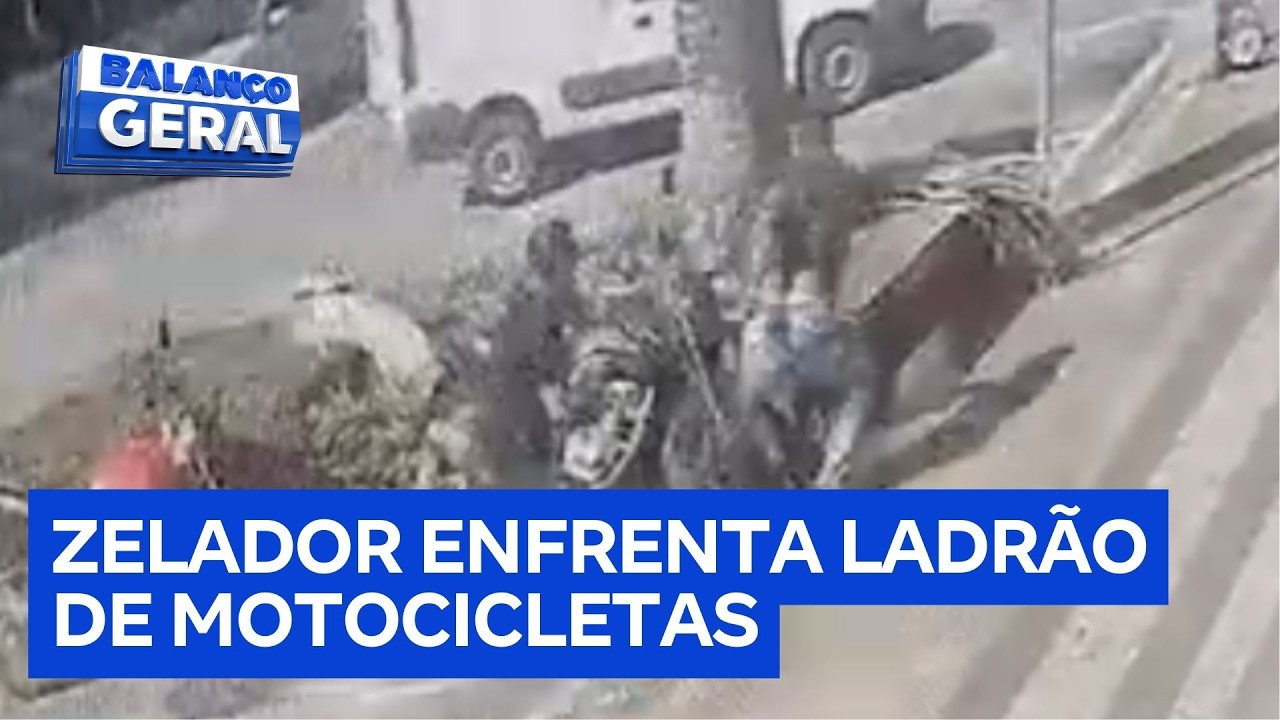 Zelador enfrenta ladrão ousado em plena luz do dia para evitar roubo de motocicleta