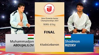 Муҳаммадҷон АБДУҶАЛИЛОВ vs Шодмон РИЗОЕВ, -81kg, ФИНАЛ, Asia-Oceania Junior Championships 2021
