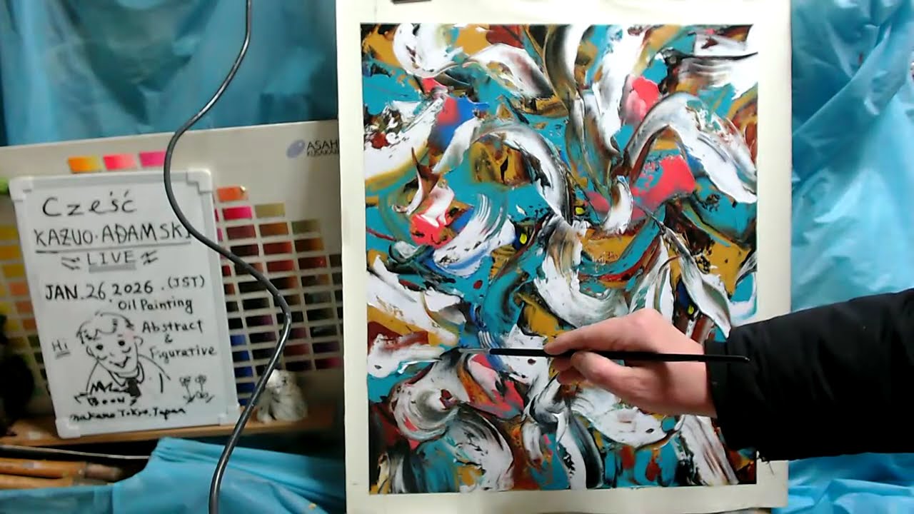 Oil painting  abstract day 4  op1627-4  [LIVE]--  "Contemporary art"