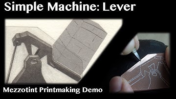 Mezzotint Printmaking demo: Simple Machine - Lever print