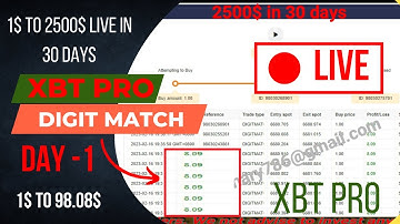 Digit Match Binary Bot Live || XBT PRO Live Running || DAY 1 - 1$ To 98.08$