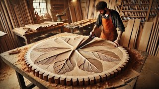 Creative Woodworking Ideas \\ Leaf Inspired Table Design With Unique Soft Curved Wood Veins screenshot 5