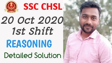 Reasoning | SSC CHSL 2019 | 20 Oct 2020 Shift-1 Solution | by Arvind Sir || Sharv Academy