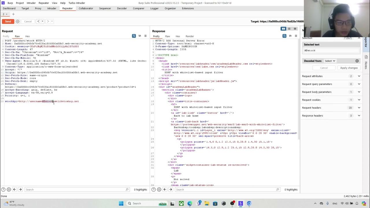 Lab ssrf with whitelist based input filter youtube