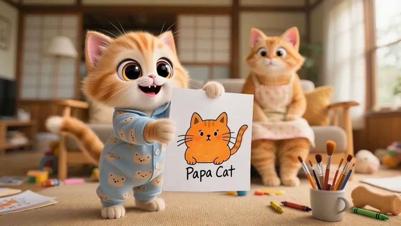 Mama Cat and Her Little Kittens 🐱💞  Family Love