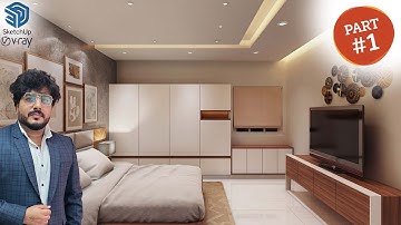 Part - 1 || SketchUp Turtorial || Bedroom interior with V-ray