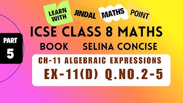 ICSE Class 8 math Ch-11 Algebraic Expressions From Selina Part-5  ⁨@jindalmathspoint⁩
