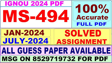 MS 494 solved assignment 2024 / ms 494 solved assignment 2024-25 / ms 494 solved assignment 2023-24
