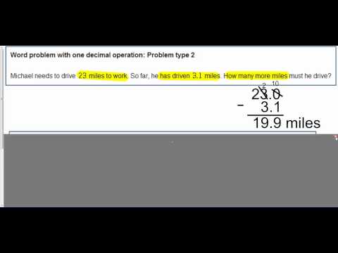 Word problems with Decimal operations single and multiple step 1, 2, and 1)
