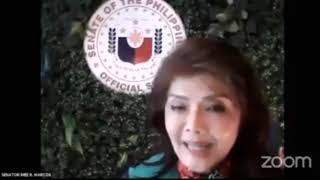 Sen. Imee Marcos delivers a speech at the virtual commencement exercises of MMSU College of Medicine