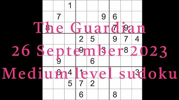 Sudoku solution – The Guardian 26 September 2023 Medium level
