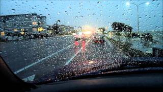 Carlsbad beach highway in the rain at night