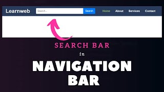 Navigation Bar With Search Box HTML CSS | Search Bar HTML CSS