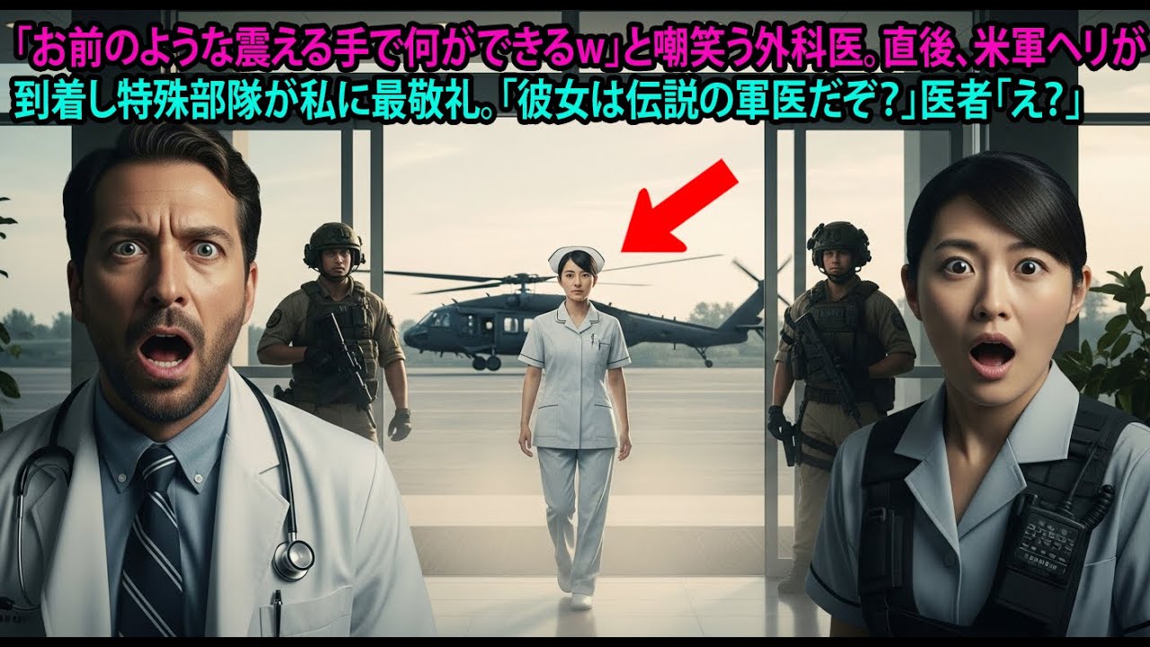【スカッとする話】震える手でコーヒーを注ぐ「無能」な看護師。米軍ヘリが病院に着陸し、特殊部隊が彼女に敬礼した瞬間、いじめていた医者が顔面蒼白に…！
