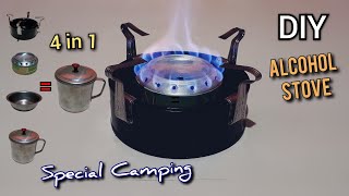 How to make a SPIRITUS or alcohol stove 4 in 1 special for camping ..!