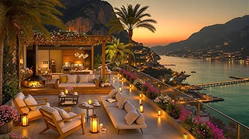 Summer Night Jazz 🌃 Cozy Coffee Terrace by the Riverside with Fireplace & Warm Jazz for Study ,Focus