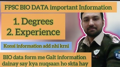 FPSC BIO DATA Form | inspector inland revenue  #inspectornaveedmalik #inspectorinlandrevenue