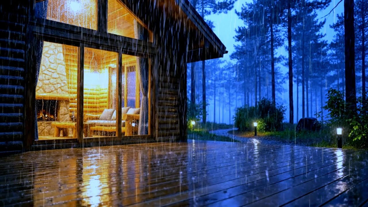 You’ll Fall Asleep Instantly 🌧️ Heavy Rain Sounds in a Cozy Forest Cabin
