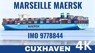 399M Mega Container Ship - Marseille Maersk Imo 9778844 Cuxhaven Ship Spotting 4K