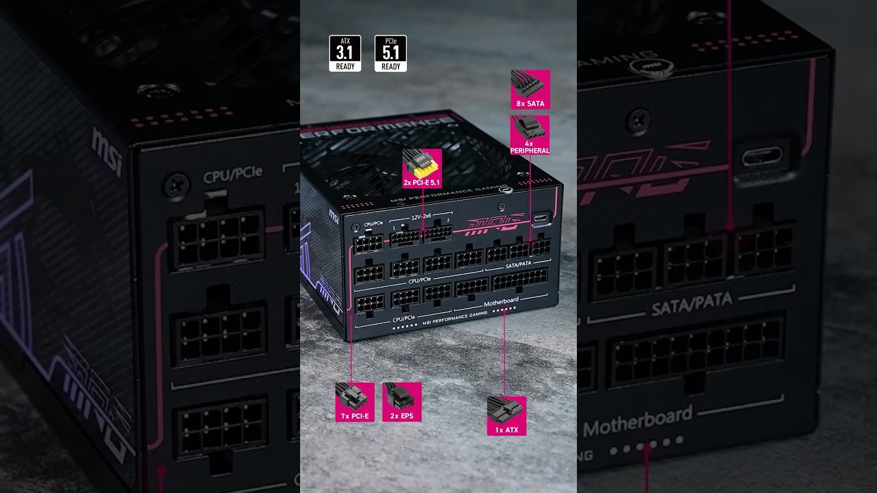 MSI MAG A1000PLS PCIE5, Fully Modular Gaming 1000W Power Supply