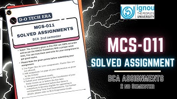 MCS-011 Solved Assignment 2024 (January) |IGNOU BCA 2nd Semester assignment| #ignou #bca #assignment