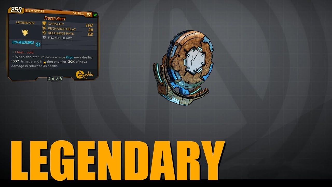 Borderlands 3 LEGENDARY FROZEN HEART SHIELD YouTube