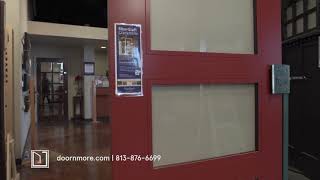 Santa Monica Smooth Solid Contemporary Door w/Textured Glass