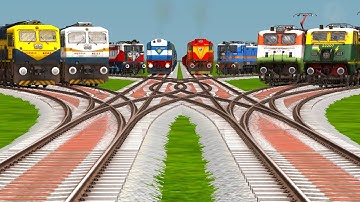 8 Trains Passing On Bumpy Curved Branch Railroad Tracks! 🔥 Indian Train Simulator | Train Sim World