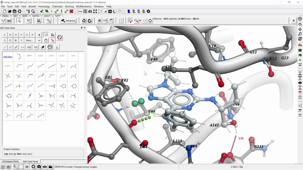 How to rotate torsions in the ICM 3D Ligand Editor - YouTube