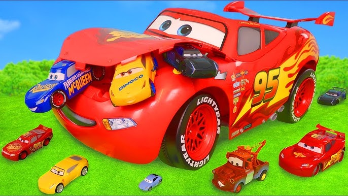 Cartoon pea car. Pea truck with racing car accessories