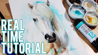 How to Draw and Paint a Watercolor White Horse Easy Tutorial